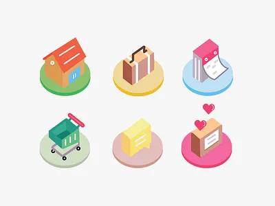 Isometric Icons calendar house icon icon set illustration isometric message set vector work