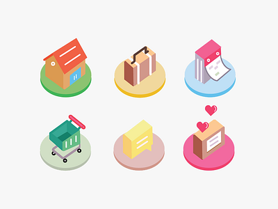 Isometric Icons calendar house icon icon set illustration isometric message set vector work