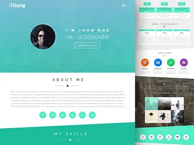 Kong Template download flat free one page portfolio resume web design