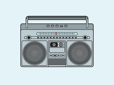 Cassette Player - Ghettoblaster 90s cassette player flat ghettoblaster graphic illustration radio retro tape vector