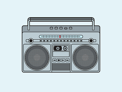 Cassette Player - Ghettoblaster 90s cassette player flat ghettoblaster graphic illustration radio retro tape vector