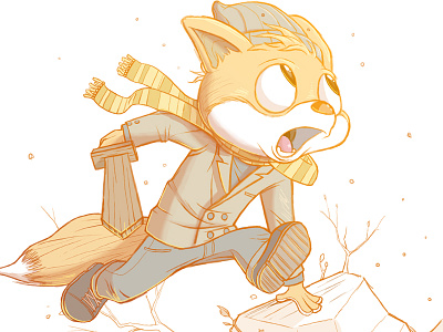 A young fox in winter animal forest fox illustration kid sketch winter