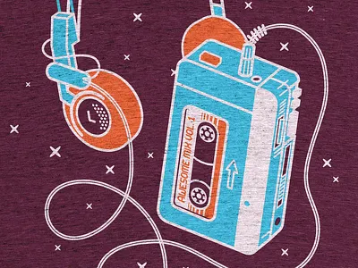"Awesome Mix Volume 1" Tee alan defibaugh apparel cotton bureau digital illustration gotg guardians of the galaxy illustration peter quill star lord t shirt vector walkman