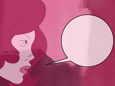 Saucy babe cartooning hot colors illustration layered textures