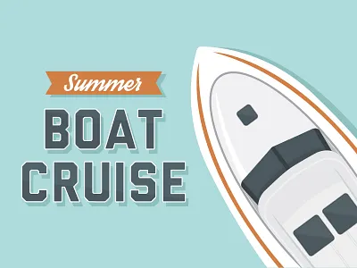Summer Boat Cruise blue boat cruise illustration lake orange summer type