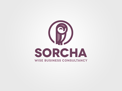 Sorcha business consultant feather icon mauve owl purple tree wise