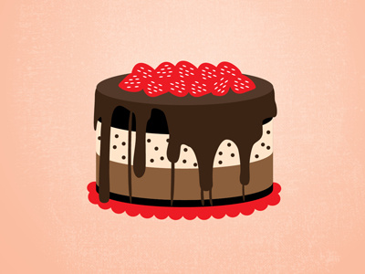 Cake Illustration for Holiday Card brown cake chocolate colorful detroit card co greeting card pink red strawberry
