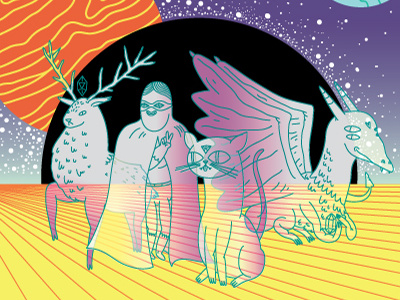 Intergalatic Spirit Animals animals cosmic crystal illustration space spirit