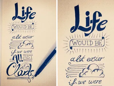 Clouds clouds design doodle lettering pen typography