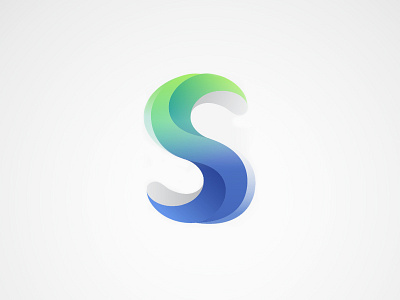 S blue green initial logo mark s