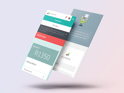 Dunami Mobile Screens application character clean design isoflow loan mobile ui ux