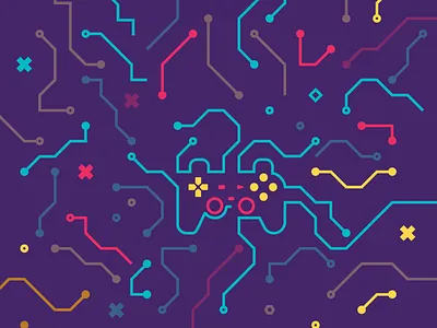 Playstation controller circuit console flat game graphics icon neon playstation retro