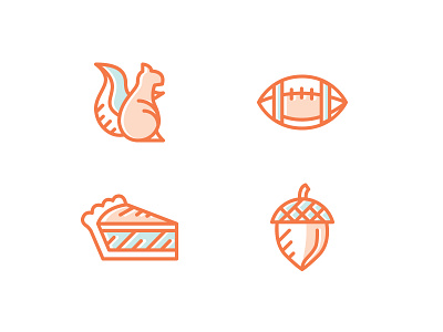 Fall Icons acorn football pie squirrel