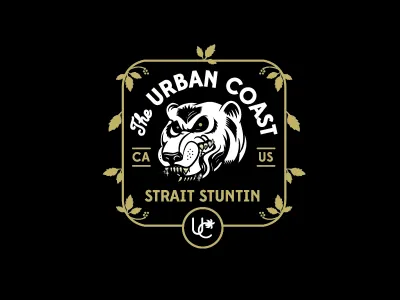 Grizzly badge bear gold lockup snarl street wear vintage