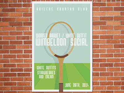 Wooden Wimbeldon poster tennis