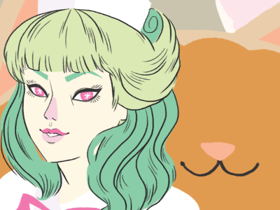 Donut Babe cat donut doughnut illustration pinup wip