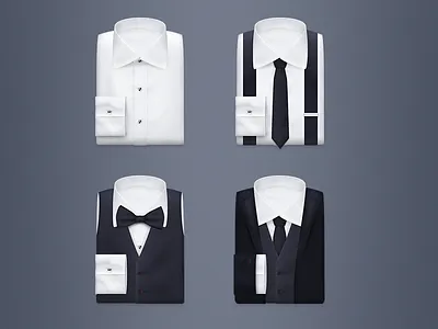 Suits bow tie button coat icon shirt suit tie vest