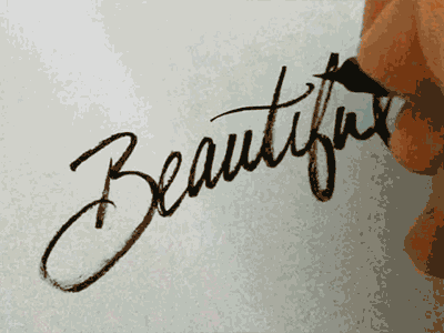 Beautiful brush script handlettering lettering