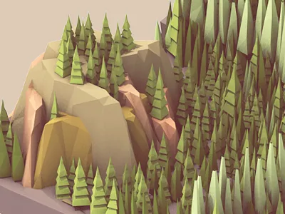 Cliffs 3d 3d illo c4d cliff dense low poly lowpoly mountain render rocks trees woods