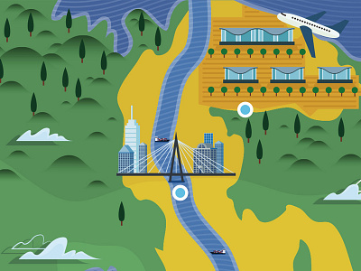 Istanbul #2 airport bridge city editorial illustration istanbul map plane