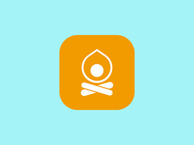 Campfire Icon blue camp campfire design fire icon orange simple wayfinding white