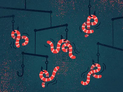 Worm mobile editorial fishing illustration texture worms