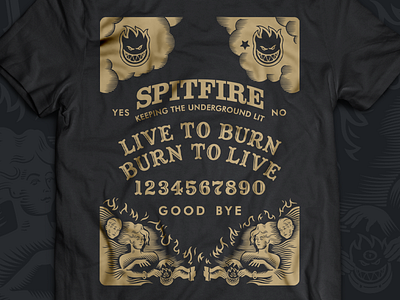 Ouija ouija seance skateboard spitfire spooky t shirt wheels