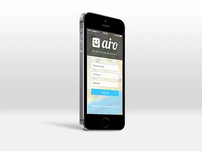 airo Sign Up airo app ios iphone mockup ui ux