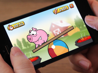 Baconed ball bbq cartoon cute farm flat game pig simple ui