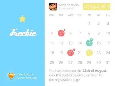 Baby calendar + .sketch file app baby calendar