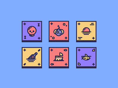 Sea And Stuff bottle fin icon icons illustration message ocean pattern sea skull stamp sunset