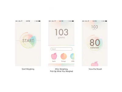 iOS App Interface app blur calories flat food health interface ios ios7 ios8 personal informatics scale