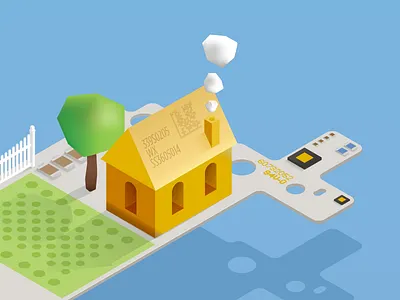 Illustration idea chips isometric motherboard