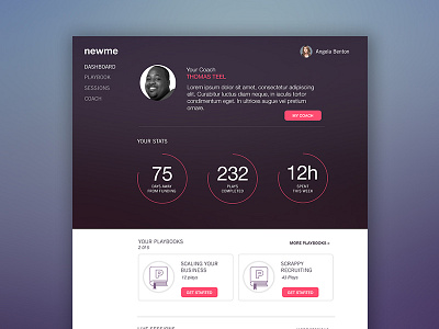 NewMe Dashboard application dashboard debut flat helvetica interface minimal purple web