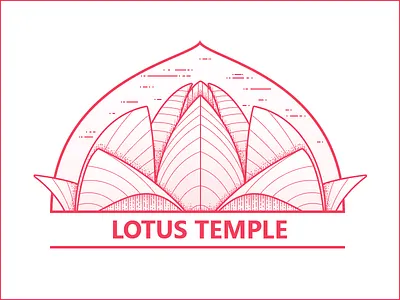 Lotus Temple building city flat illustration india landmark lotus temple new delhi vector