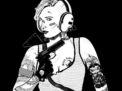 Lady Wolf assault girl gun m4a1 marauder pistol raider rifle tattoo