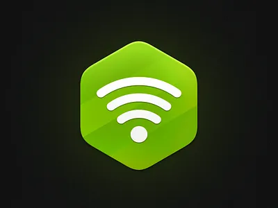 Wifi geometrical geometry glow green hexagon icon network photoshop picto pictogram wifi