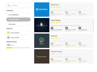 Dashboard Search Results Page app design ui web