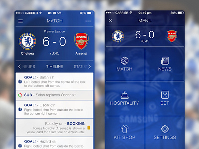 Chelsea FC – Unused concept app chelsea football grid icons iphone match news simple soccer timeline ui