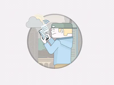 Foruming blonde cartoon character character design city hoodie illustration man media person phone