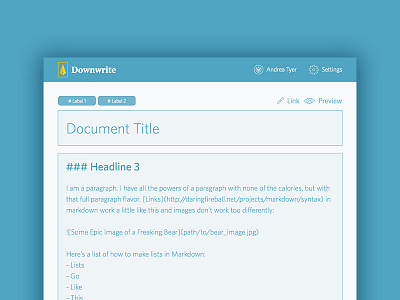 Downwrite Editor editor markdown ui design whitney work in progress