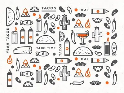 Taco Time cactus food hot icon mexican pattern spanish taco taquera vector