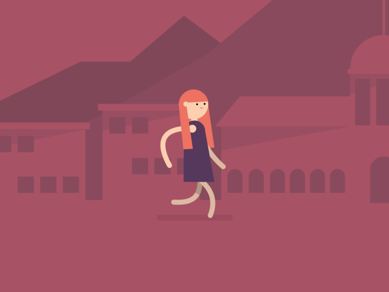 Pink World animation city design gif girl illustration vector walk walkcycle