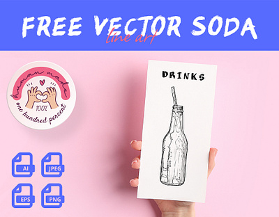 FREE Line Art Drink Bottle asset side view