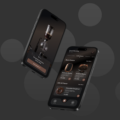 Coffee Shop App UI Design appdesign coffeeapp minimaldesign mobileappdesign mobileui modernui ui uiuxdesign uxinteraction