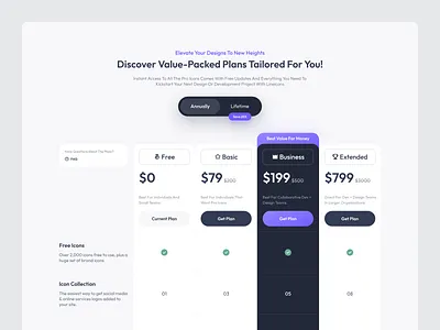 Lineicons - Pricing & Package Details 2025 dailyui designinspiration designlover glassmorphism minimaldesign neumorphism pricingcards pricingcomponent pricingpage pricingplan pricingtable subscriptionui trend uitrends webappdesign webdesign