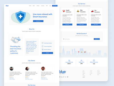 Insurance Landing Page car insurance design card design counter design cta footer graphic design hero page insurance design landing page our client cards ui web design
