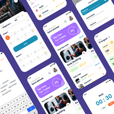 Fitness App UI/UX Design in Figma app design application design design fitness fitness app fitness application fitness mobile app mobile app mobile application ui design