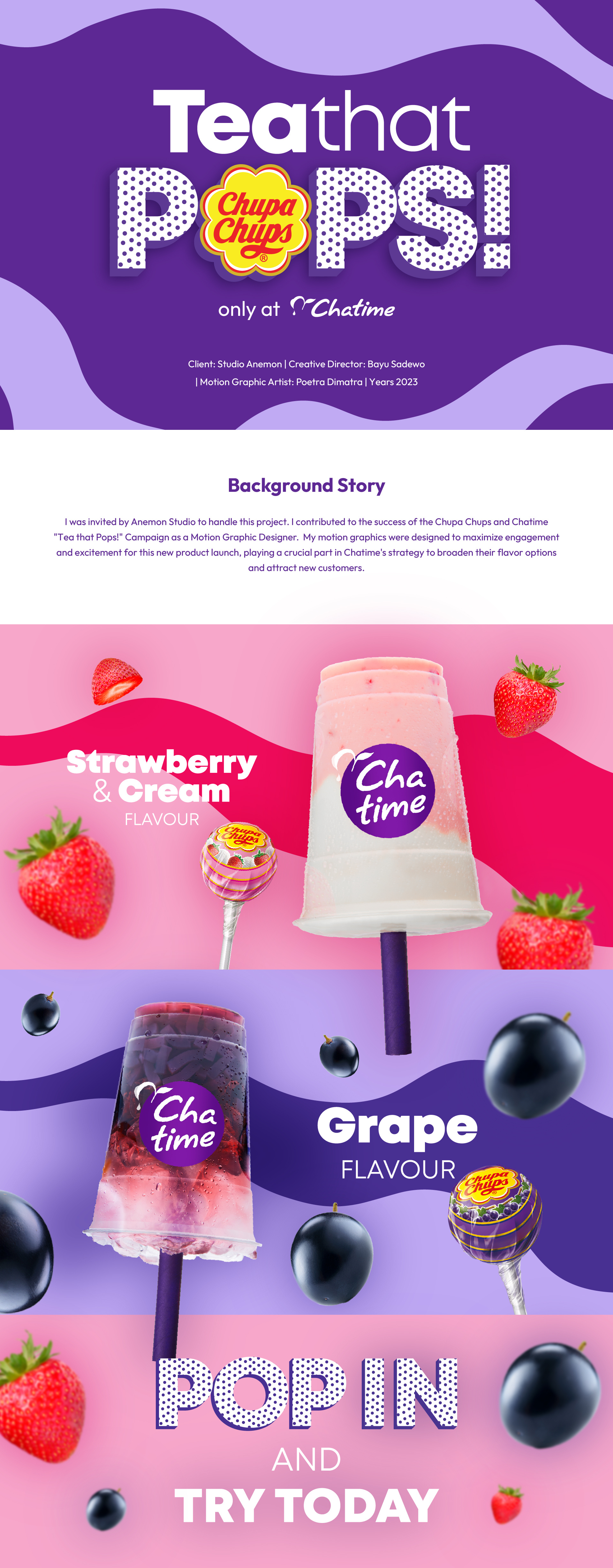 Teathat POPS! Chatime Australia & Chupa Chups 3d animation beverages blue branding campaign chatime digital imaging drink graphic design logo motion graphics social media