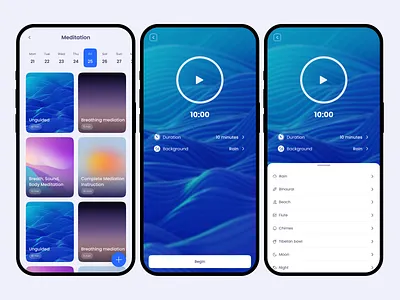 Meditation Mobile App android app design health app design healthcare ios meditation meditation app meditation app design meditation app design mobile app meditation mobile app meditation yoga app mental health mindset mobile app mood tracker product design telemedicine therapy app wellness app yoga app